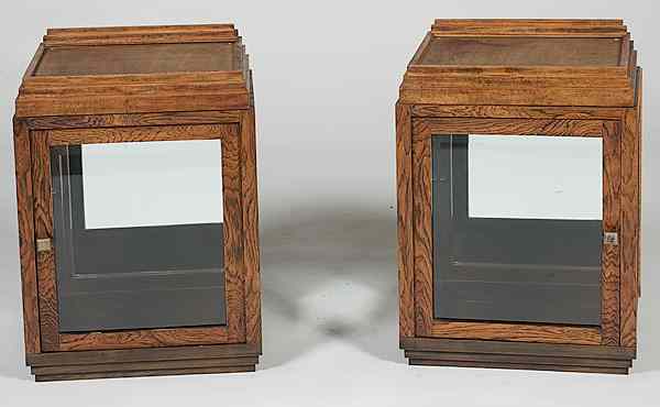 Appraisal: Oak Display Cabinets Table top oak and glass display cabinets