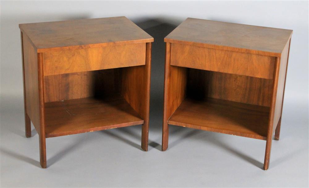 Appraisal: PAIR OF JOHN WIDDICOMB MID-CENTURY MODERN WALNUT NIGHTSTANDS with John