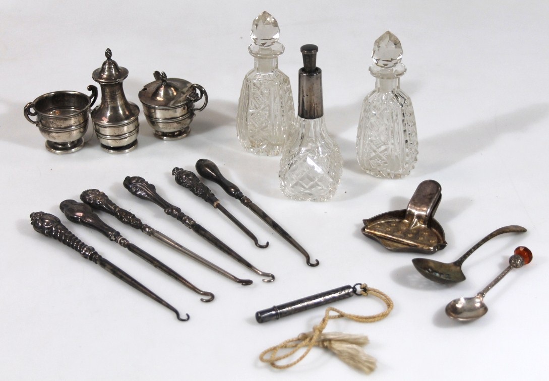 Appraisal: Various silver silver plate etc to include a glass perfume