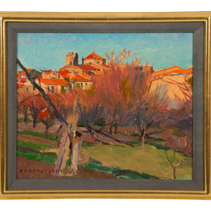 Appraisal: Douglas Ferrin American b Untitled 'Landscape with House' oil on