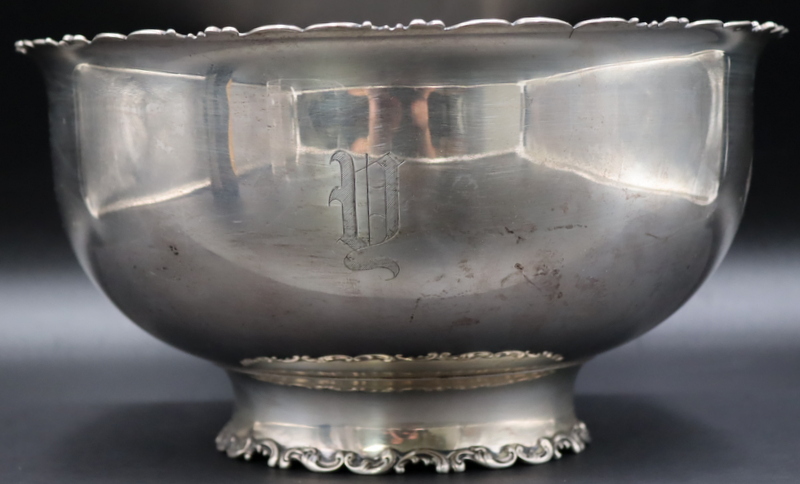 Appraisal: STERLING Whiting Sterling Silver Pedestal Bowl Monogrammed Whiting Manufacturing Co