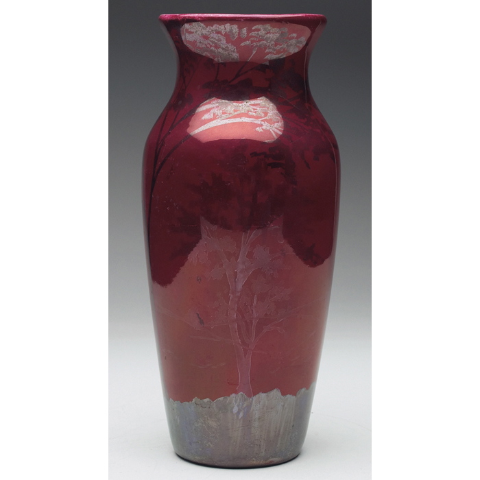 Appraisal: Weller Lamar vase red luster glaze with a silver-colored landscape