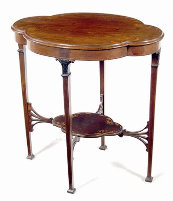 Appraisal: A late Victorian mahogany and marquetry occasional table the quatre