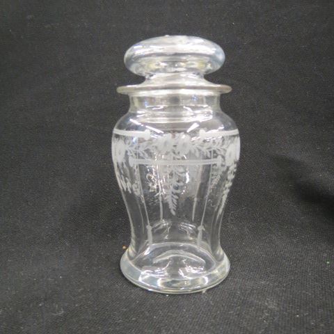 Appraisal: Hawkes Crystal Olive Jar etched floral signed excellent