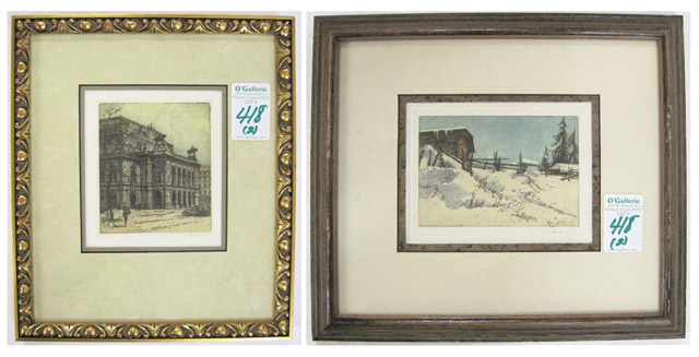 Appraisal: JOSEF EIDENBERGER TWO COLORED ETCHINGS Austria - Vienna Opera House