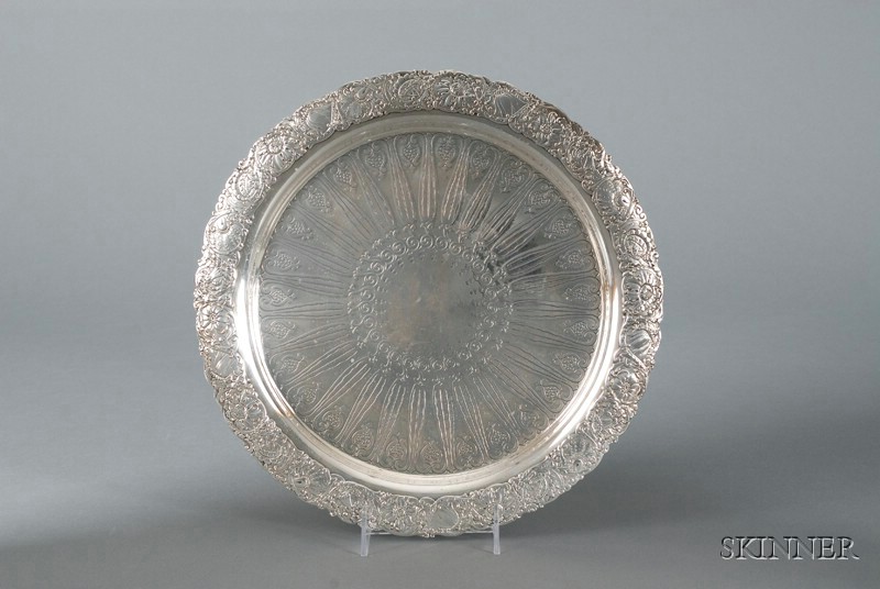 Appraisal: Tiffany Co Sterling Platter - round the interior surface acid-etched