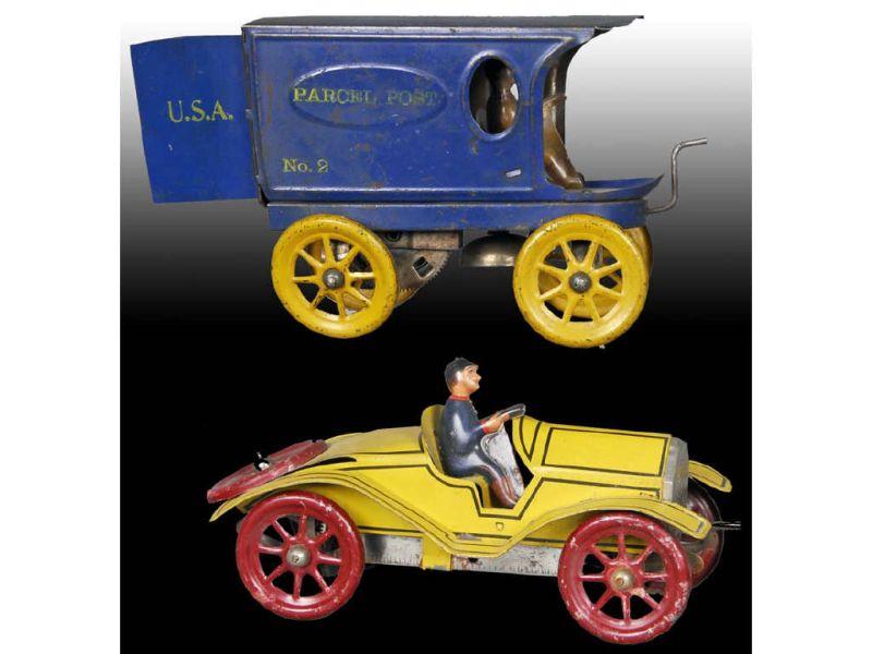 Appraisal: Lot of Tin Wind-Up Gibbs Automobile Toys Description Racer ''