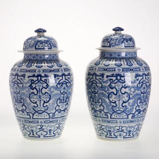 Appraisal: Pair large Chinese blue and white ginger jars Pair large