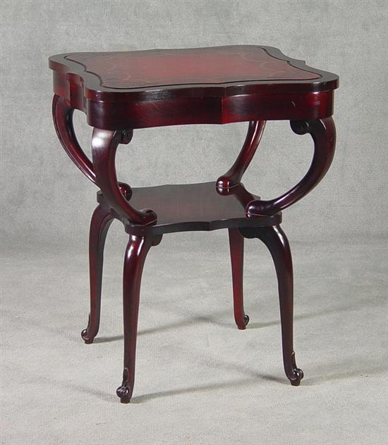 Appraisal: Mahogany Stained Hardwood Center Table th Century Cabriole legs Gold