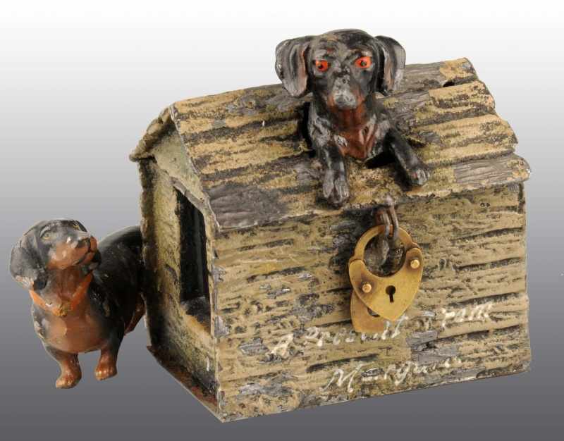 Appraisal: Lead Dachshund in Doghouse Still Bank Description German Includes original