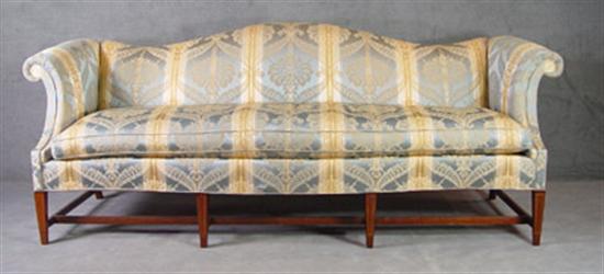 Appraisal: Hepplewhite Style Camel Back Sofa Circa Made by Hickory Chair