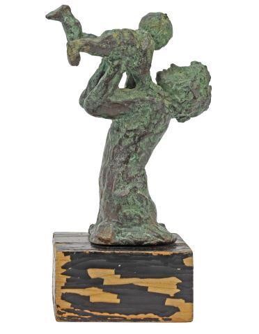 Appraisal: Cast bronze sculpture in a verdigris patina Father and Child