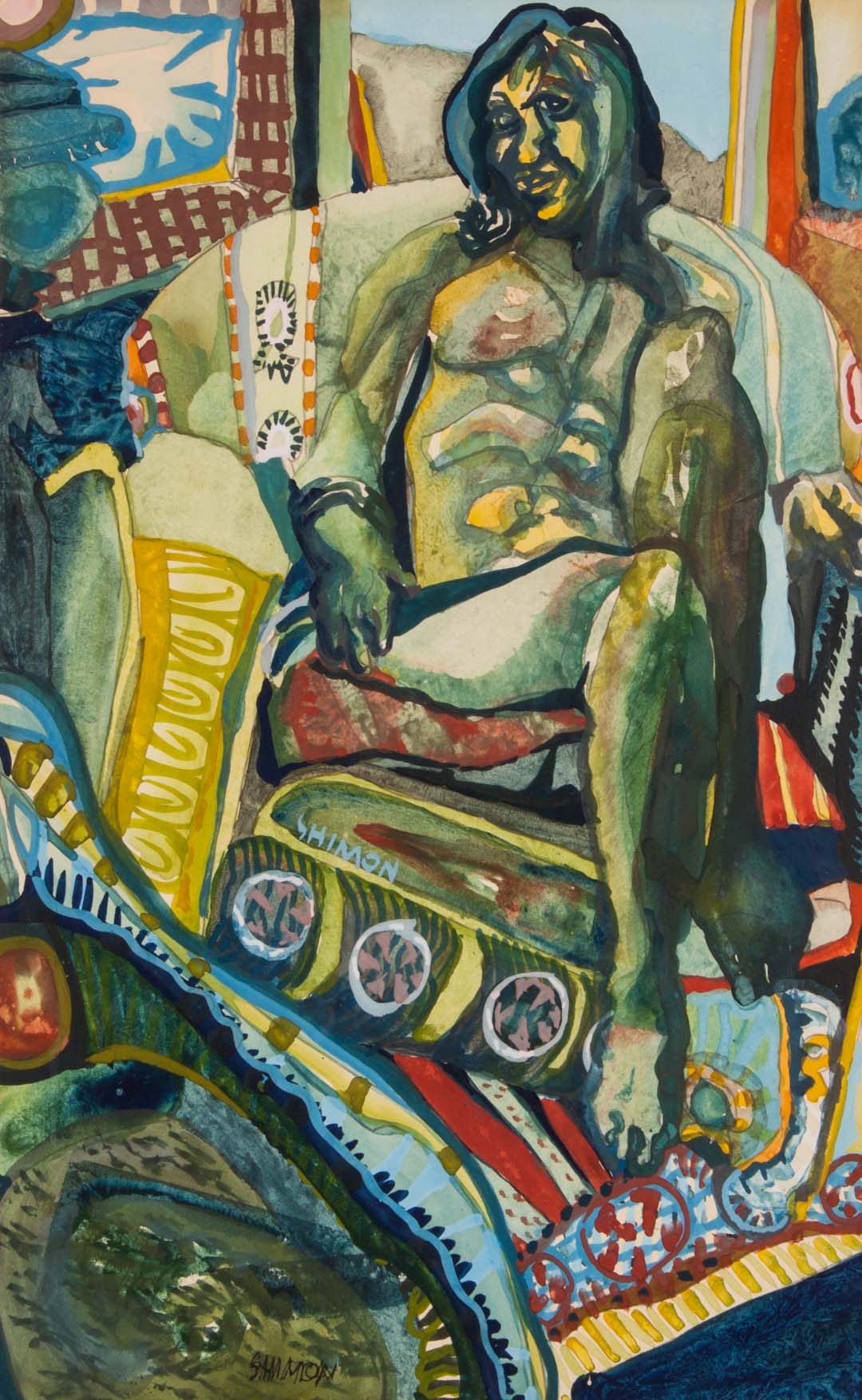 Appraisal: Paul Shimon Seated Female Nude gouache on paper American b