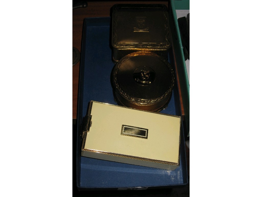 Appraisal: Lot comprising jewellery box talcum box and a compact