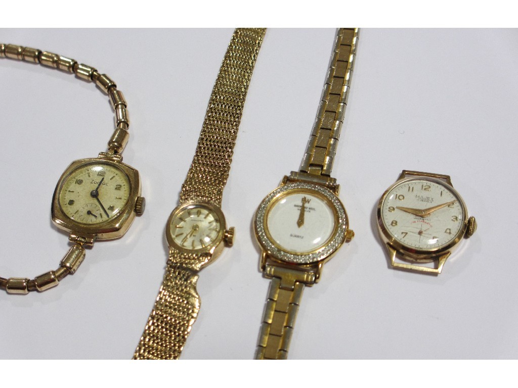 Appraisal: Lot comprising four ladies watches to include ct gold bracelet