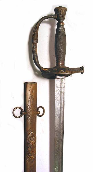 Appraisal: A U S Model staff officer's sword Straight inch blade