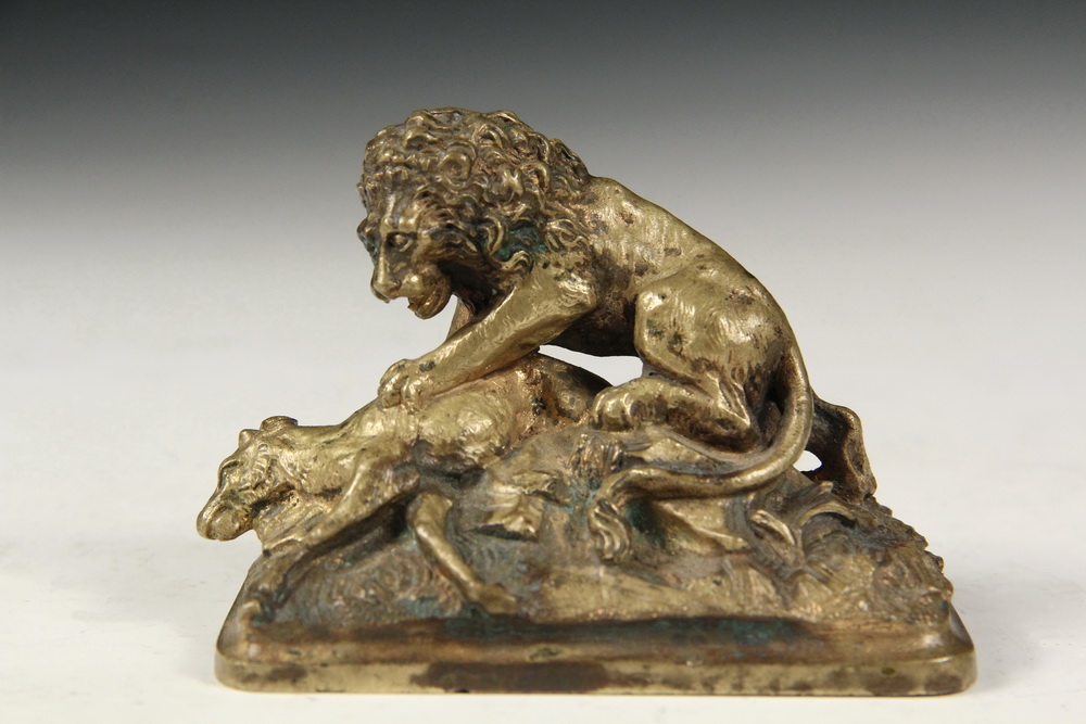 Appraisal: GILT BRONZE SCULPTURE - French Tabletop Figure of a Lion