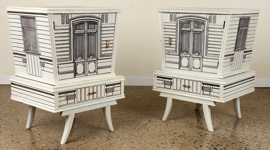 Appraisal: PR MID CENTURY MODERN FORNASETTI END TABLES A pair of