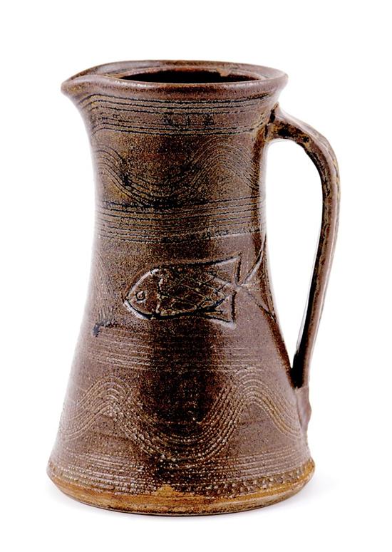 Appraisal: Southern stoneware pitcher late th early th century aklaline glaze