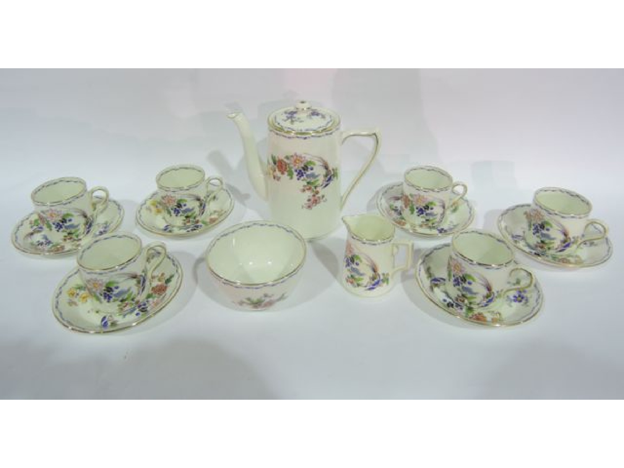 Appraisal: A collection of Balmoral China coffee wares with printed exotic