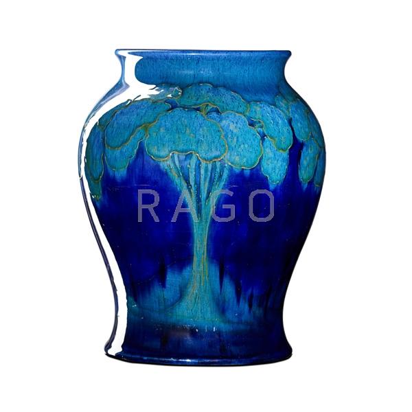 Appraisal: MOORCROFT Moonlit Blue Landscape vase Condition Report Restoration to chip