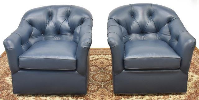 Appraisal: lot of Contemporary lounge chairs late th c in blue