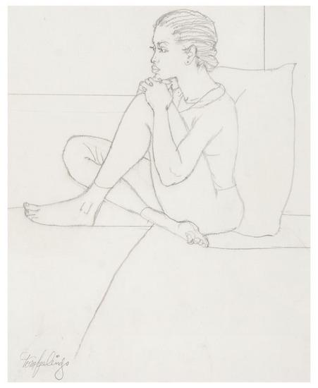 Appraisal: Tom FEELINGS - Reclining figures Group of three pencil drawings