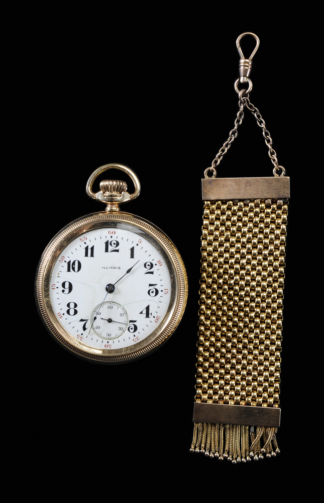 Appraisal: Gold Pocket Watch and Fob Illinois pocket watch gold case