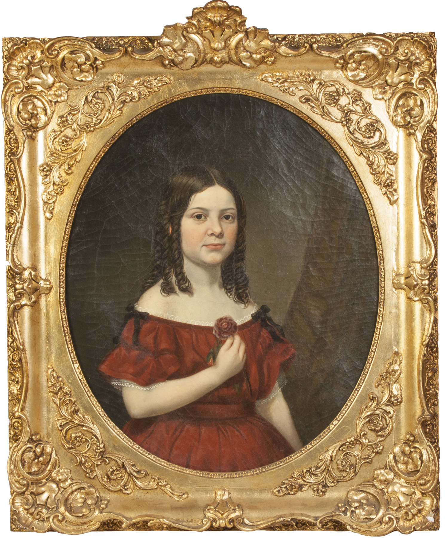 Appraisal: Portrait of young girl Mid th cent