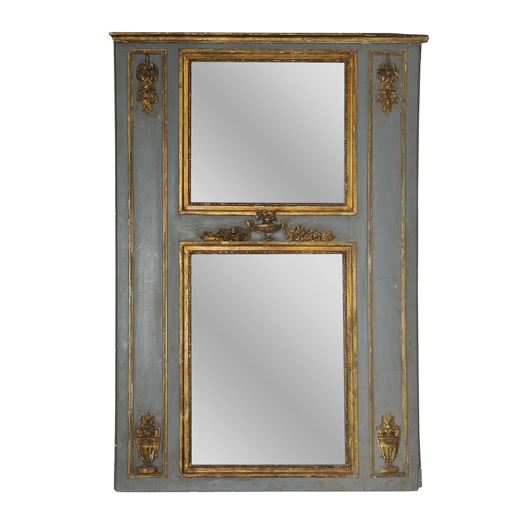 Appraisal: Louis XVI Painted and Parcel Gilt Trumeau The divided rectangular