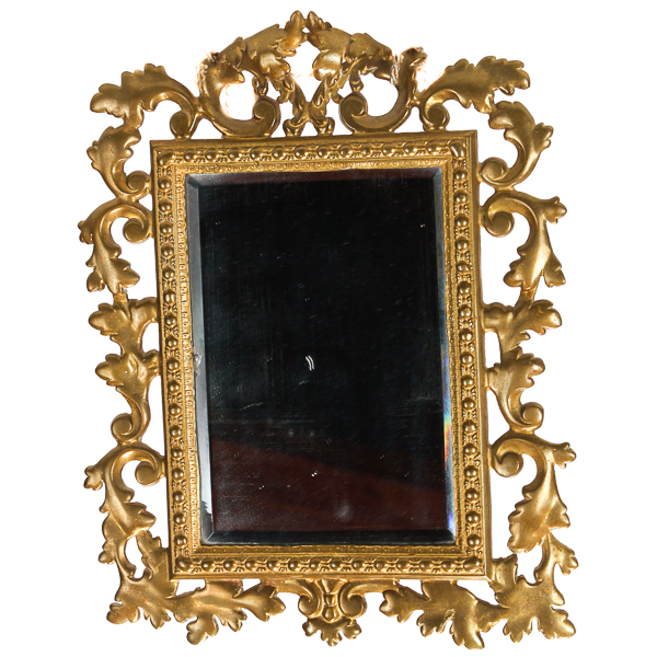 Appraisal: Antique Italian Rococo Revival gilt bronze framed hanging mirror with