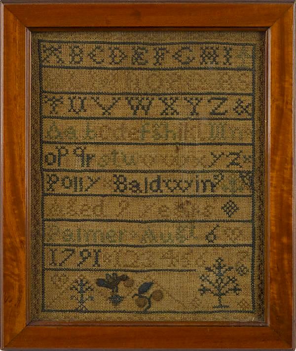 Appraisal: Two silk on linen marking samplers inscribed Lucinda Baker and