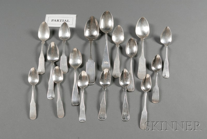 Appraisal: Fifty-seven Assorted Coin Silver Spoons America early th century three