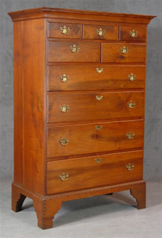 Appraisal: Walnut North Carolina High Chest Circa Three over two over