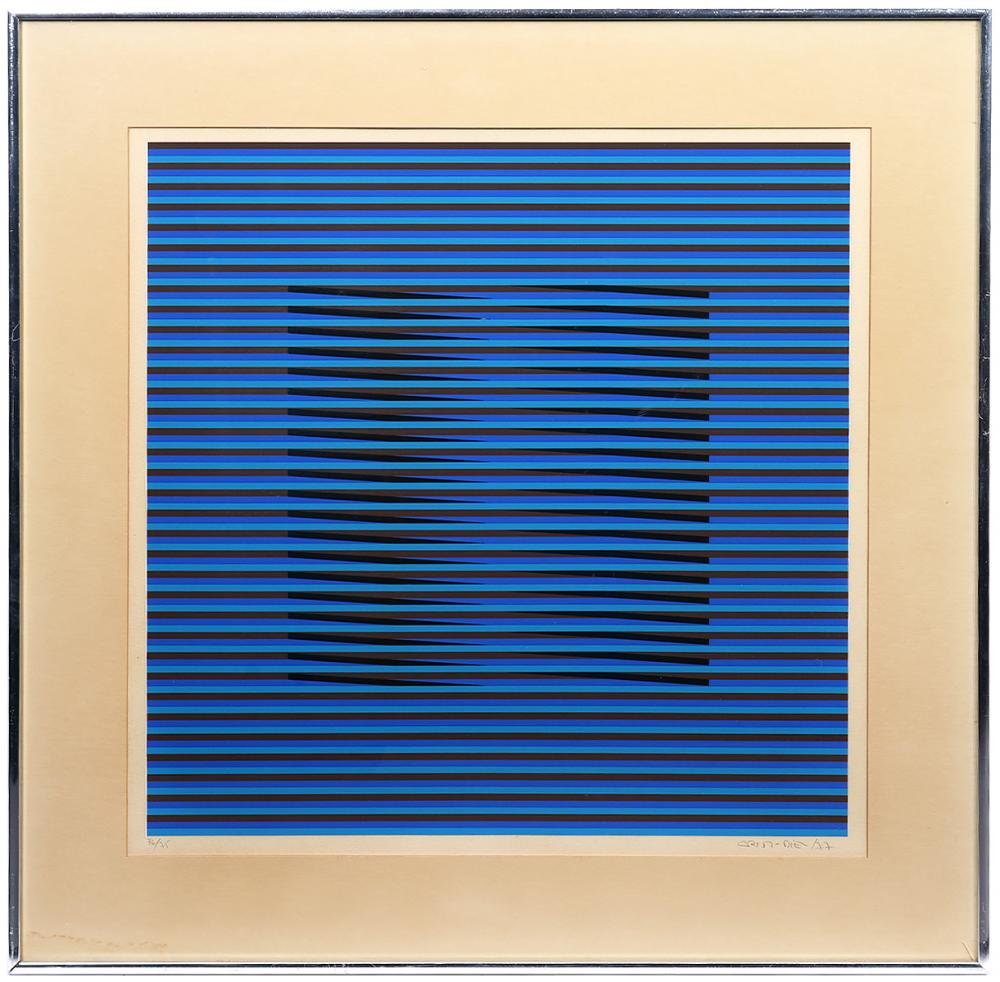 Appraisal: CARLOS CRUZ-DIEZ OP ART SERIGRAPH ON PAPERCarlos Cruz-Diez Venezuela -