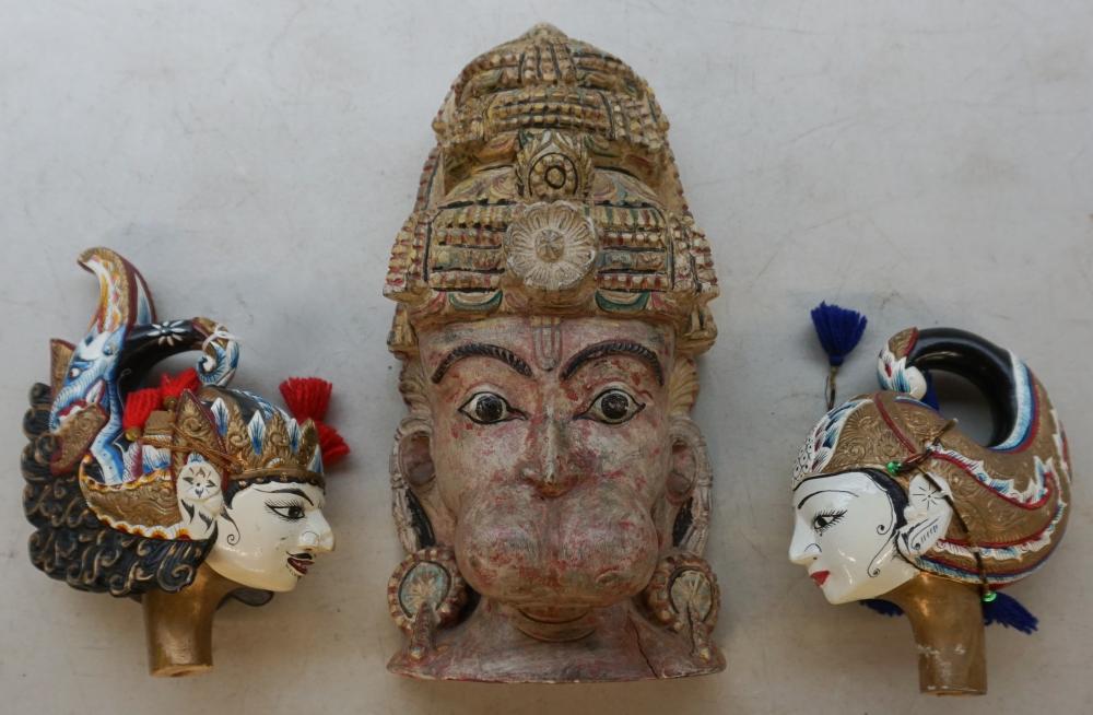 Appraisal: Three South Asian Painted Busts