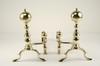 Appraisal: ANDIRONS - Pair of th C brass bell top andirons