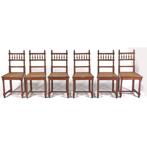 Appraisal: A set of six French or Belgian walnut dining chairs