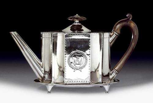 Appraisal: TEAPOT ON PR SENTOIR London Maker's mark John Schofield Decorated