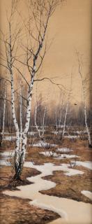 Appraisal: STANISLAV YULIANOVICH ZHUKOVSKY RUSSIAN-POLISH - Birches gouache on paper x