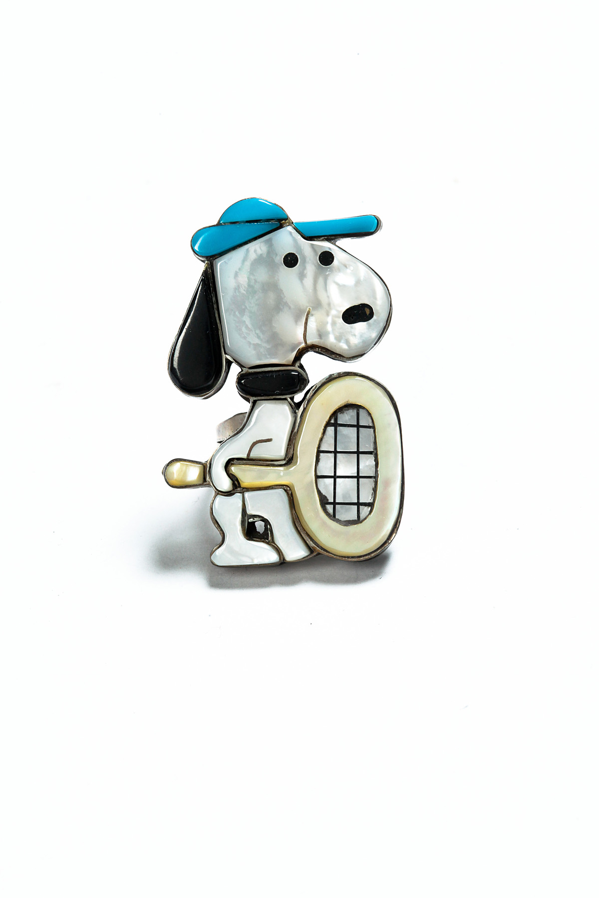 Appraisal: ZUNI INLAID CHARACTER RING BY CAROL KEE TH CENTURY Snoopy