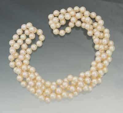 Appraisal: Two Matinee Strands of Cultured Pearls Two continuous strands of