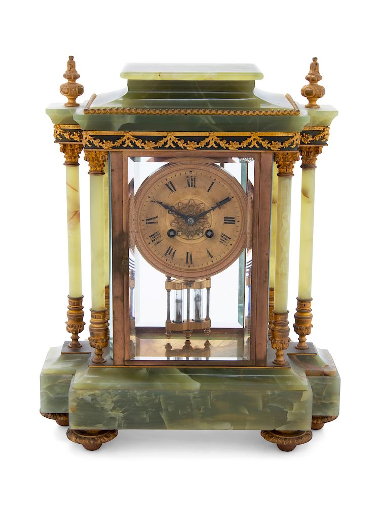 Appraisal: A French Gilt Bronze Mounted Onyx Mantel Clock A French