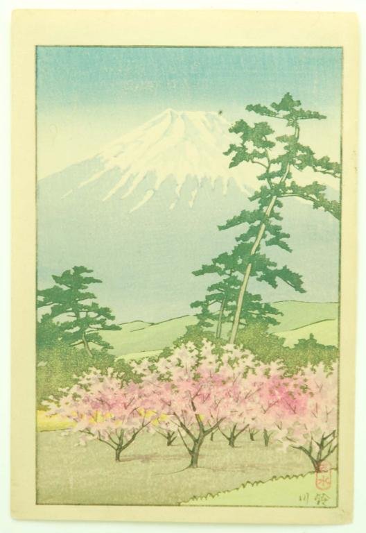 Appraisal: s Fuji with Cherry Trees Watana'be Publishing produced over postcard-sized