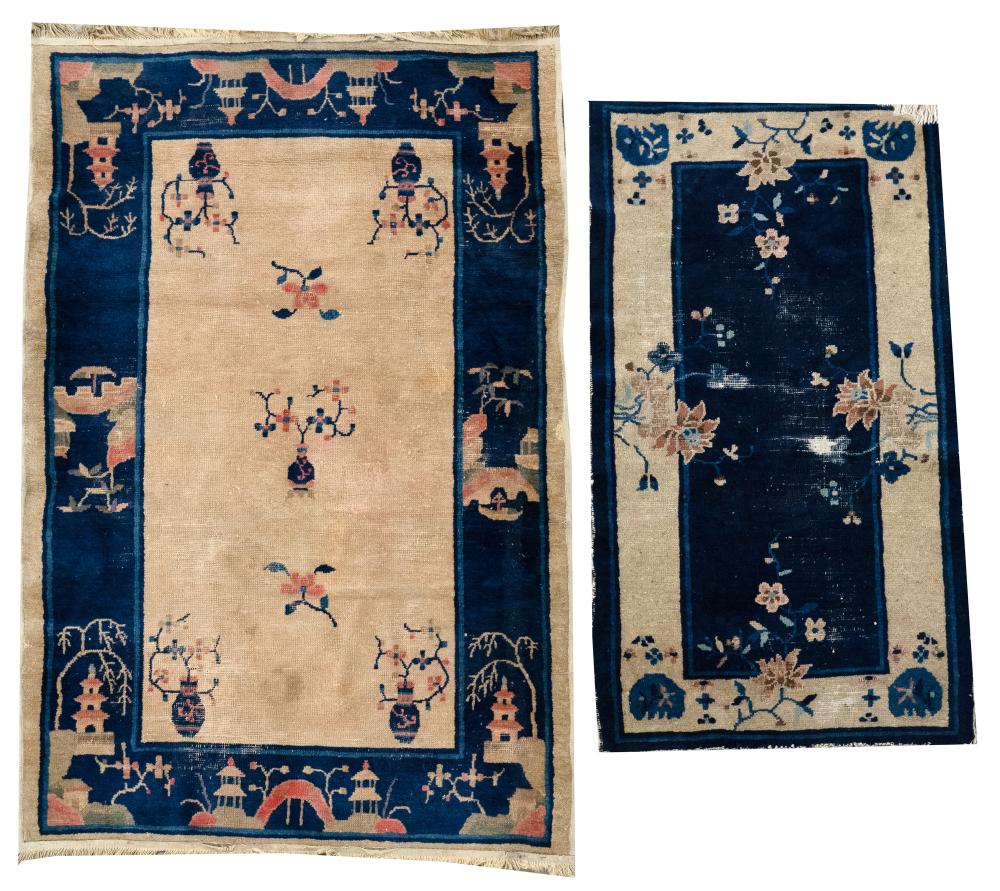 Appraisal: TWO CHINESE RUGSwool on cotton Provenance The E T and