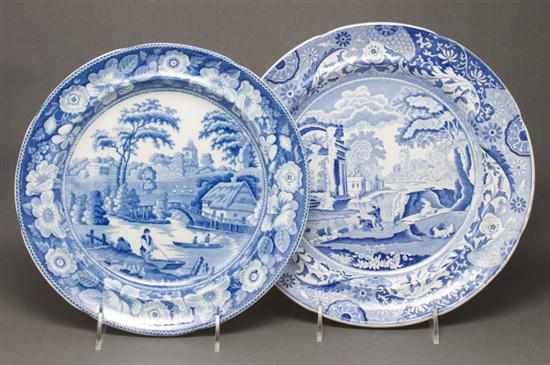 Appraisal: Unmarked Spode blue transferware plate in the ''Italian'' pattern and