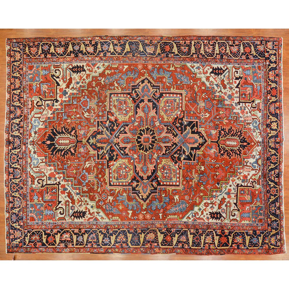 Appraisal: Antique Heriz Carpet Persia x Second quarter- th century hand-knotted