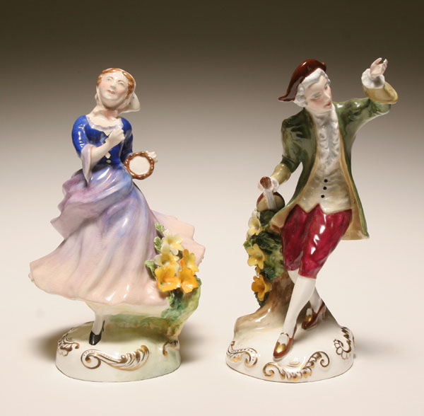 Appraisal: Two Crown Staffordshire figures th C attire appealing musical couple