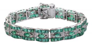 Appraisal: kt Emerald and Diamond Bracelet with marquise cut emeralds approx