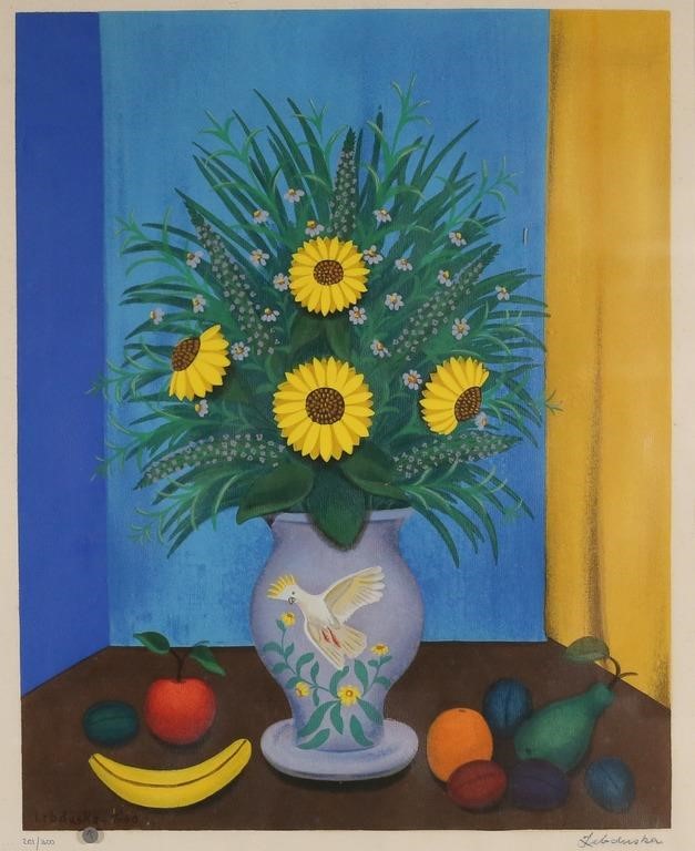 Appraisal: LAWRENCE LEBDUSKA SCREENPRINT VASE OF FLOWERSLawrence Lebduska American Baltimore New